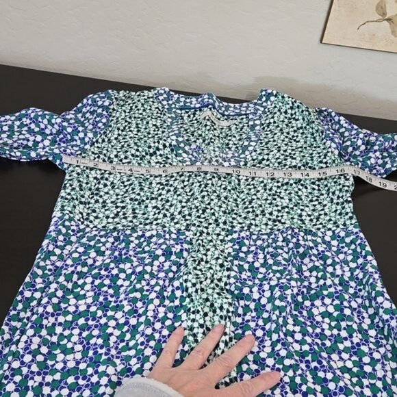 Boden Mollie Dress Dot Print Blue, White and Green Quarter Length Sleeve 6L - Picture 10 of 11